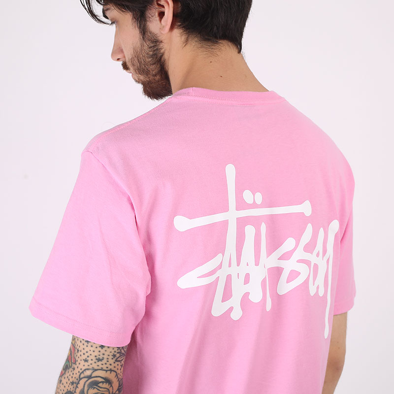 мужская розовая футболка Stussy Basic Tee 1904500-pink - цена, описание, фото 5